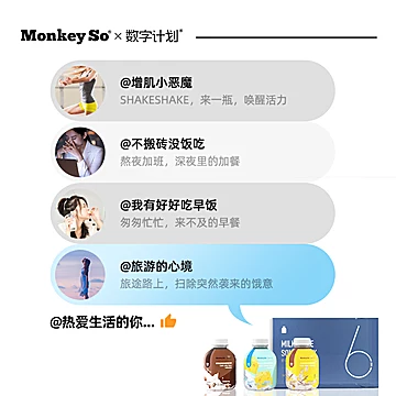 monkeyso数字计划代餐奶昔茶6瓶装[374元优惠券]-寻折猪