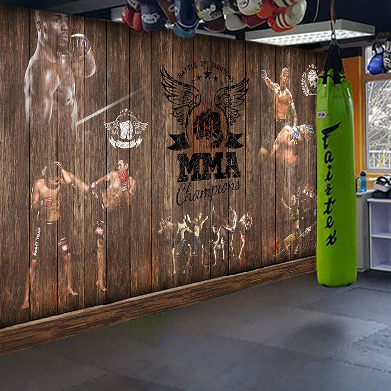 3d散打搏击墙纸拳击馆格斗海报图片背景壁画运动健身房俱乐部壁纸