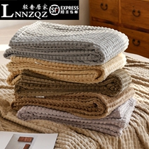 Light extravagant soft flannel with double bed linen bed linen solid cut velvet cover blanket blanket son morandi color bed bedding