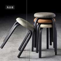 High footstool can stack the restaurant stool stacks light luxury modern round chair dining table and chair small household savings space