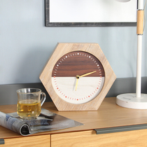 Your Residence Retro Desktop Art Table Clock Creative Living Room Bedroom HomeNordic Six-sided Clock Swing