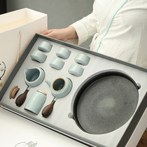 New Creative Manufacturer Annual Meeting Gift Brief Tea Tea Set Customized Ceramic Tea Leaf Jar Teapot Tea Tray Active Gift