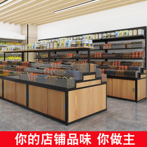 Supermarket shelves High-quality steel wood snack shelves Convenience store bulk weighing small food multi-layer high-grade display rack