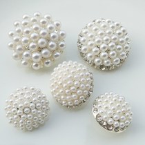 New large bead button womens cashmere woolen coat fashion button round metal small pearl diy hand sewing