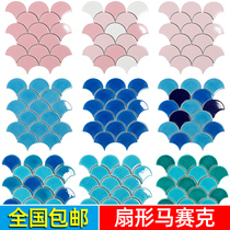 Jinghao dragon scale mosaic fish scale ice crack fan tile swimming pool pool bath toilet background wall