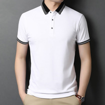 2022-year-old Shizhe Summer Business Men's Short-sleeved T-shirt New Pure Cotton Turn Collar POLO Shirt Men's Shirt Shirt