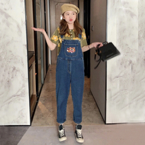 Pregnant Woman Back Belt Pants Woman Spring Small Child Spring Autumn Early Spring Big Code Suit 80% Denim Spring Summer Suit Summer Denim