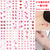 Tattoo sticker Ankle Women Ins Wind Lock Bone Neck Persistent Waterproof Cherry Blossom Peas emulated cute little pattern Handback