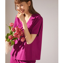 XEXZ2022 year new sleepwear women Summer slim fit Short sleeves Comfort Embroidered Home Suit Brief about two sets