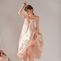 XEXZ Sleeping Dress Woman 2022 New Summer Real Silk Method Retro Lotus Leaf Side Mulberry Silk Harness Sleeping Clothes