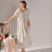 XEXZ Sleeping Dresses Summer Girls 2022 New Thin-style palace Winners Home Broken Flowers Pure Cotton Princess Wind Pyjamas summer style