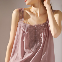 XEXZ Sleeping Dresses Summer Girls 2022 New Thin Strips of Harness Cotton Pure Color Lace Splicing Pure Cotton Pyjamas Summer