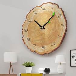 Wall clock living room decoration creative wood grain clock wall hanging pastoral style small fresh fashion simple silent bedroom clock