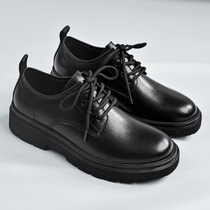 Italian original high-end leather casual niche leather shoes mens breathable business wedding groom thick-soled Martin boots