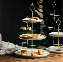 Cake emerald living room European net red Nordic home ceramic fruit dessert table More than three layers of dried fruit plate San Fan