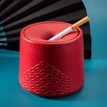 Chinese ceramic ashtray Creative minimalist for home Desktop Living room Anti-flying ash smoke cylinder retro personality pendulum