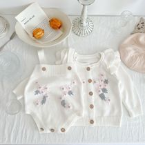 Baby Spring Suit Girl Baby Autumn Winter Wear Wind Girl Princess Bao Fu Jie Bao Jie Bun Two pieces of clothes