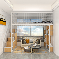 Lying elevated bed bed under table small room type space childrens attic bed duplex second floor bed loft suspension type