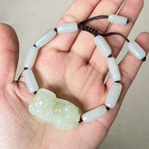 Natural Xinjiang Hotan Jade Pixiu Bracelet Weaving Lucky Men's and Women's Handstrings Adjustable Hand Jewelry