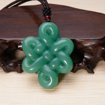 Green Dongling Jade Chinese knot pendant men and women Jade hollow happy knot pendant Jade Jewelry necklace sweater chain pendant jewelry