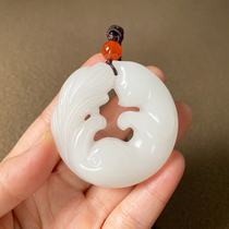 Xinjiang Hetian Jade White Jade seed pendant Nine-Tailed Fox pendant pendant Jade jade pendant Jade Fox pendant