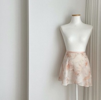 (Spot second hair)South Korea Mingon imported ballet ink smudge yarn skirt Chiffon