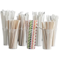 Small cup large Cup disposable degradable paper straw manufacturers thickened whole piece Large quantity