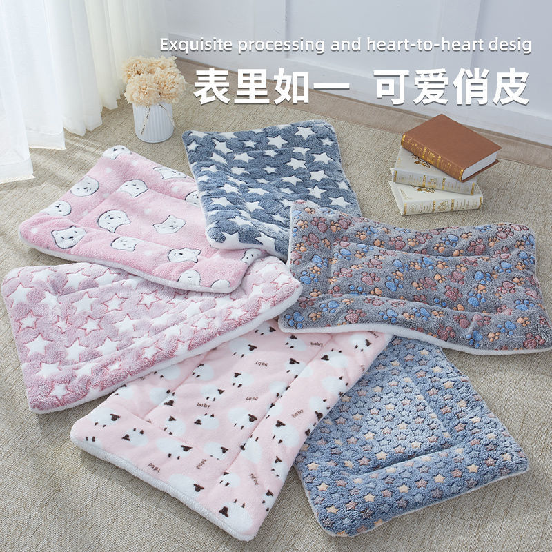 Net Red Pet Mat Autumn Winter Thickened Warm Ground Mat Dog Kittens Thickened Blanket Universal Cushion Quilt Sleeping Mat-Taobao