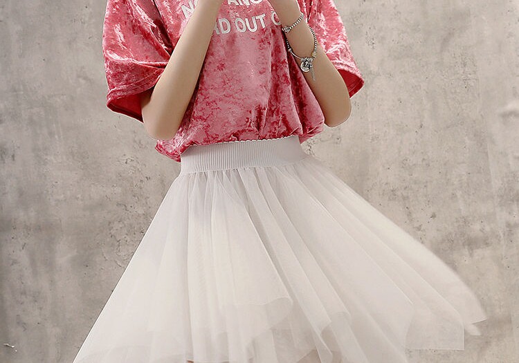 裙子女学生韩版不规则网纱半身裙修身显瘦高腰蓬蓬裙仙女a字短裙