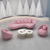 Nordic net celebrity sofa beauty salon reception simple modern curved ins light luxury nail salon Small sofa wedding shop