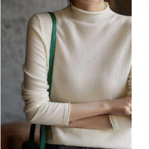 Big cards 2022 autumn and winter curbside cashmere sweatshirt icicle and half high collar short sleeve headbeat jersey blouse