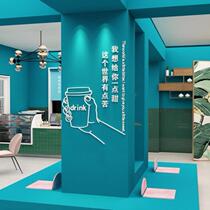 Placement of dessert 3D wall sticking columns cute milk tea posters stickup text summertime shop advertising solid wall stickup 3d