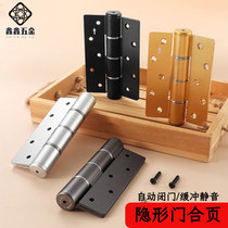 Invisible door hydraulic buffer door automatically shut door shutter door spring round-round open positioning hinge