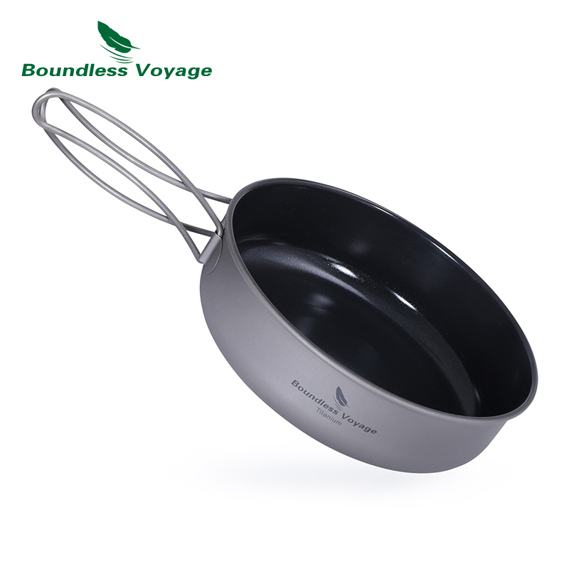 Boundless Voyage titanium frying pan non-stick pan Mini small pot outdoor camping cookware ultra light portable