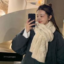 Warm to heart ~ ins Han edition scarves for men and women autumn and winter long models of pure color knit wool thread students warm around the neck