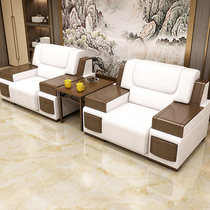 Office Sofa Brief Modern Business Reception Hotel Hospitality Area Office Area Real Leather Sofa Tea Table Suit