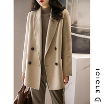 2022 autumn and winter new domestic hand-sewn loose wool double-sided woolen coat jacket women