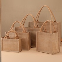 Linen Handbag Lunch Box Bag Cashier Bag Waterproof Hemp Cloth Bag DIY Revamp Large Capacity Environmentally-friendly Shopping Bag Customised