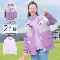 Girls sub-machine clothes in three-in-one detachable spring and autumn style 2022 new girls spring clothes windsuit girls coat of children