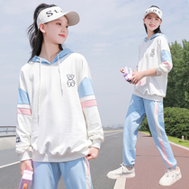 Girl Spring Clothing 2022 Spring Autumn Season New Tide Tennis Red Ocean Casual Sweatshirt Two Sets Womens Sports Suit