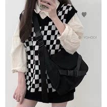 yohoo original ins Korean simple Japanese pure black Joker shoulder shoulder bag canvas student schoolbag for men and women