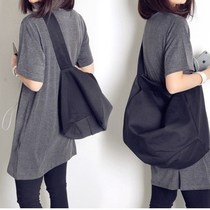 Korean style ulzzang super cool three-dimensional shoulder shoulder bag black men and women simple sports travel Big bag Fitness Bag