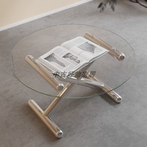 New Kuns Balloon Dog Designer Tea Table Small Household Type Light Luxury Modern Extremely Brief Metal Round Glass Ins