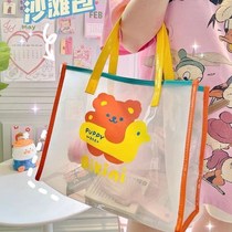 Transparent tote bag summer girl heart dice type stagnant jade white sandalwood jelly bag ins