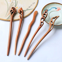 Peach Blossom Wood Hairpin Clouds Temples Skew Hairpins Classical Hair Accessories Vintage Wind Disc Hair Ornaments Green Sandalwood Hairpins Ancient Dress Qipao Accessories