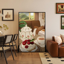 Modern French style oil painting Lower afternoon tea solid wood screen partition living room sofa shielded bedroom Xuanguan corridor seat screen