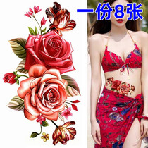 Chest rose tattoo stickers female sexy nude makeup tattoo waterproof waist big picture flower arm tattoo stickers waterproof lasting