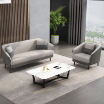 Office Sofa Brief Modern Day Guest Area Negotiation Biathlon Hospitality Business Light Luxury Leather Art Office Sofa Tea Table