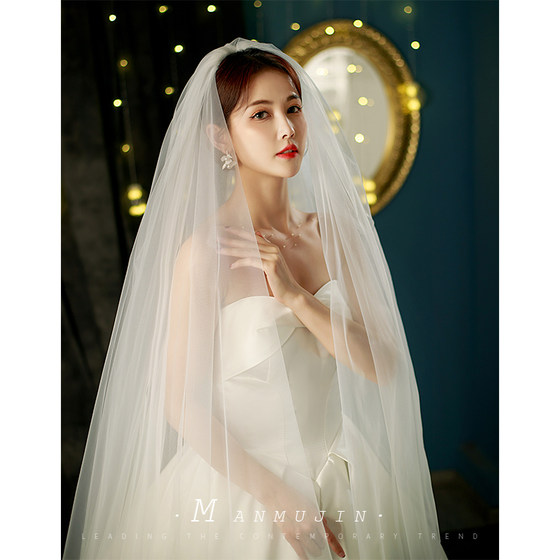 신부 베일 슈퍼 요정 단순한 중간 길이 넓은 이중층 소프트 메쉬 평원 원사 웨딩 여행 사진 머리 장식 흰색 베일 신부 베일 슈퍼 요정 단순한 중간 길이 넓은 이중층 소프트 메쉬 평원 원사 웨딩 여행 사진 머리 장식 흰색 베일