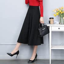 (75 pockets) Spring-autumn new half-body dress with high waist and large code a character dress Korean version black display slim dress